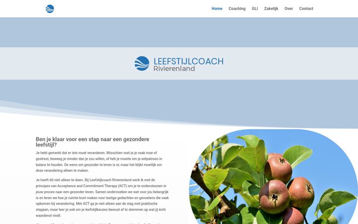 Screenshot of leefstijlcoachrivierenland.nl