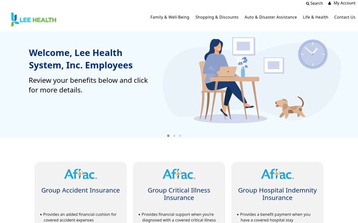 Screenshot of leehealthoptionalbenefits.com