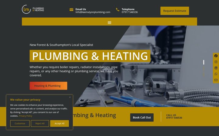 Screenshot of leemalyonplumbing.com