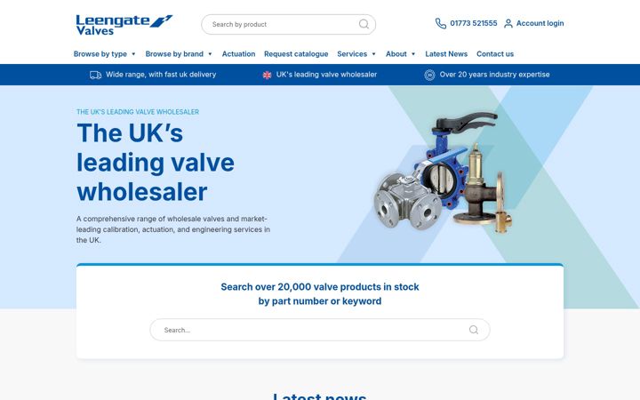 Screenshot of leengatevalves.co.uk