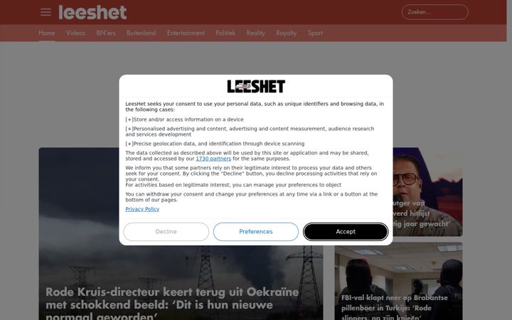 Screenshot of leeshet.nl
