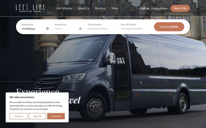 Screenshot of leeslineexecutivetravel.com