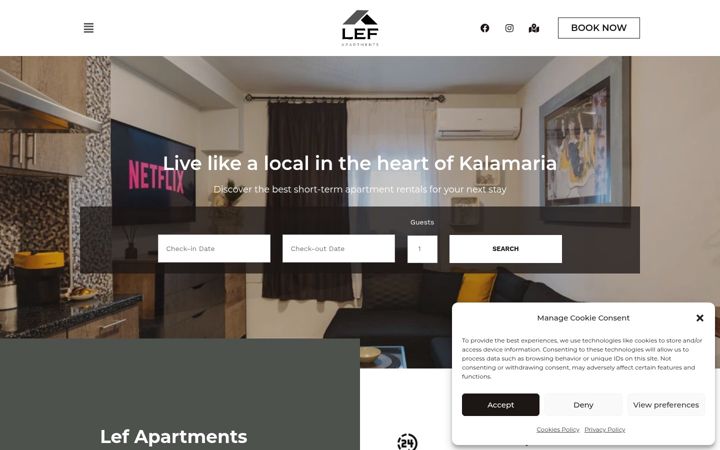 Screenshot of lefapartments.com