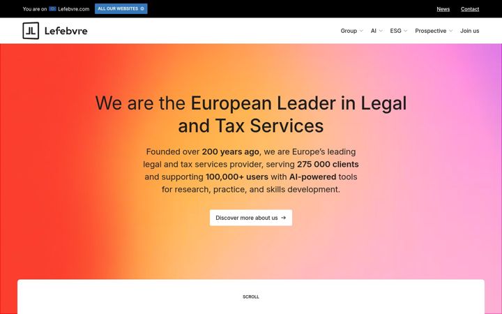 Screenshot of lefebvre-group.com