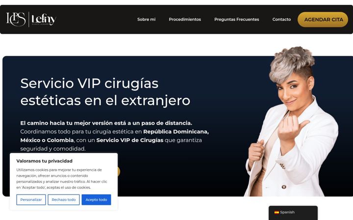 Screenshot of lefnyplasticsurgery.com