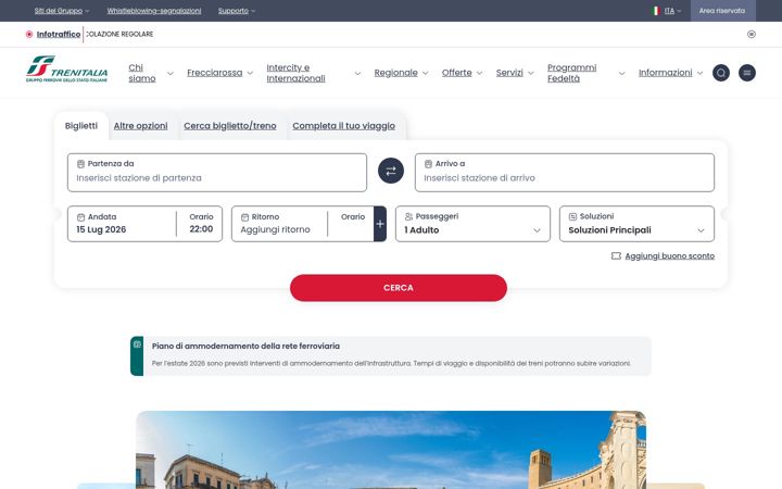 Screenshot of lefrecce.it