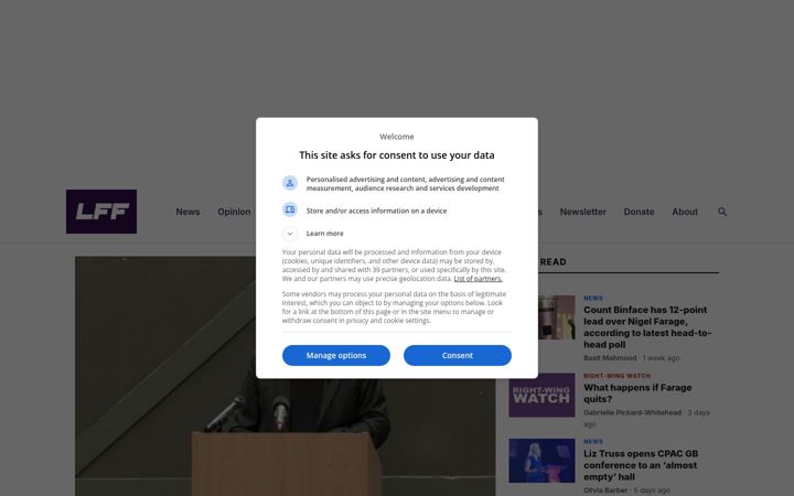 Screenshot of leftfootforward.org