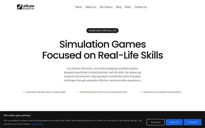 Screenshot of leftlaneinteractive.com