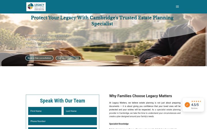 Screenshot of legacy-matters.co.uk