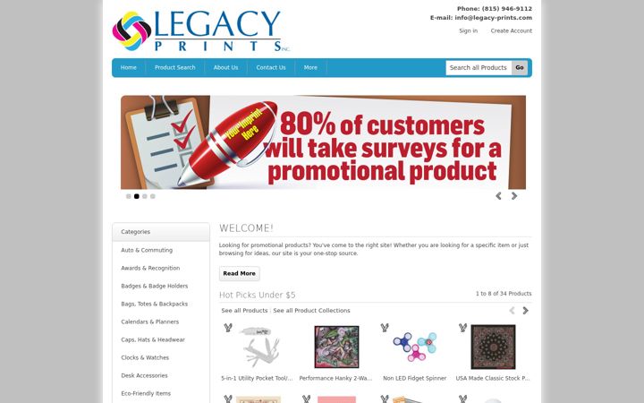 Screenshot of legacy-prints-promotionals.com
