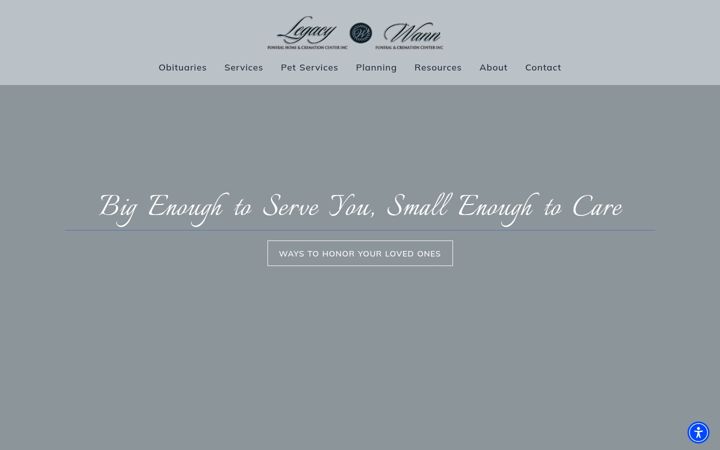 Screenshot of legacyfuneralhome.com