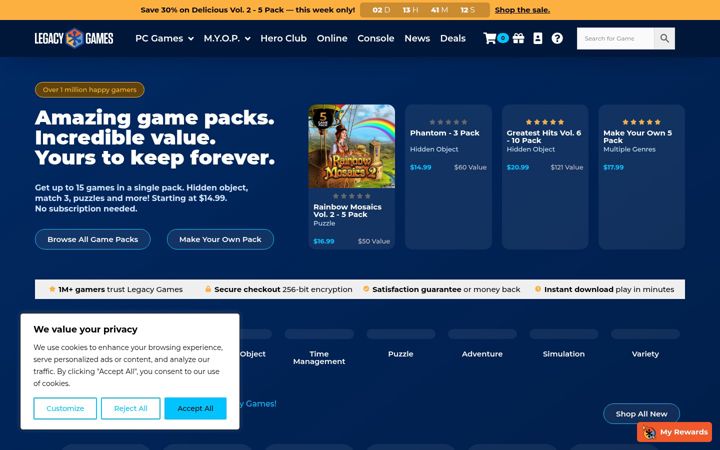 Ekrano kopija legacygames.com