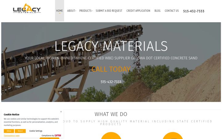 Screenshot of legacymaterials.org