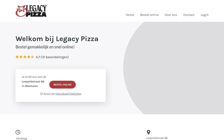 Screenshot of legacypizza.be