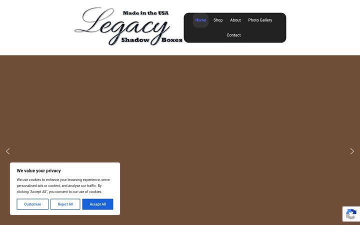 Screenshot of legacyshadowboxes.com