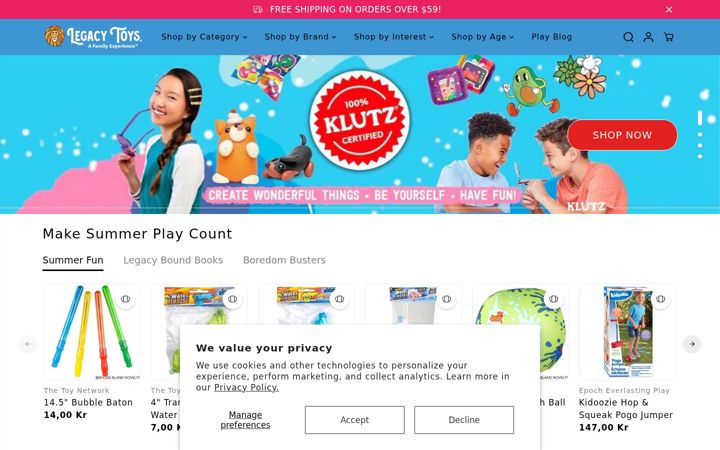 Screenshot of legacytoys.com