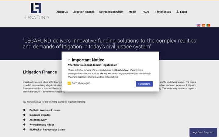 Screenshot of legafund.com