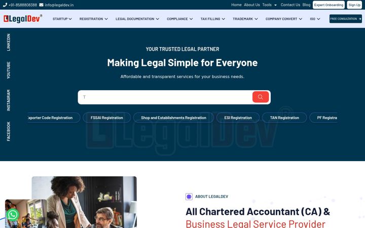 Screenshot di legaldev.in
