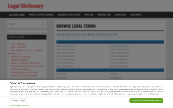 Screenshot of legaldictionary.net