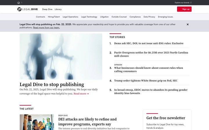 Screenshot of legaldive.com