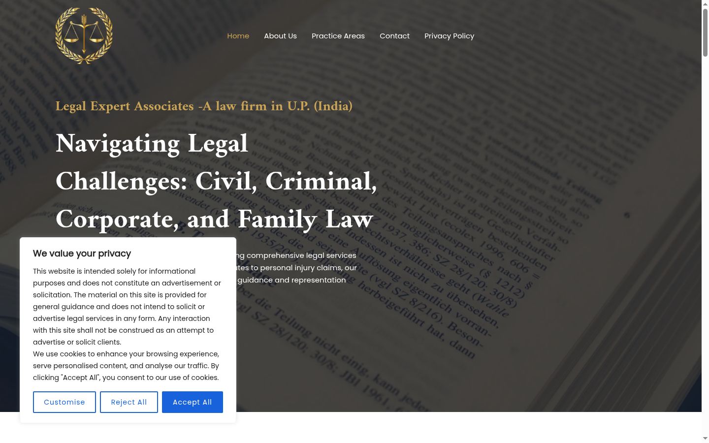 Screenshot of the consent banner shown before any interaction
