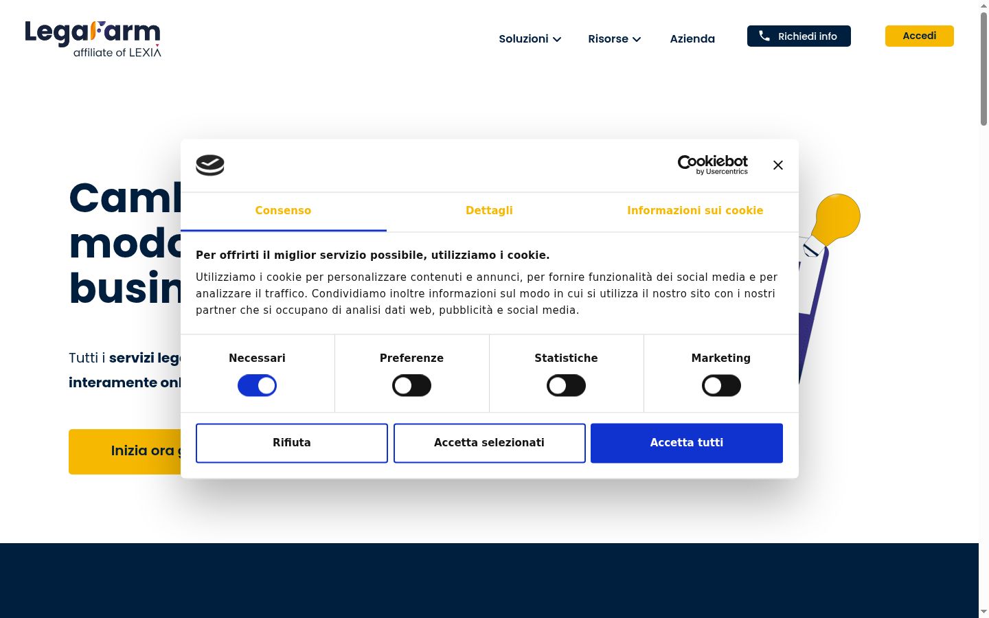 Screenshot του banner συγκατάθεσης που εμφανίστηκε πριν από οποιαδήποτε αλληλεπίδραση