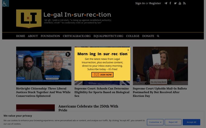Screenshot of legalinsurrection.com