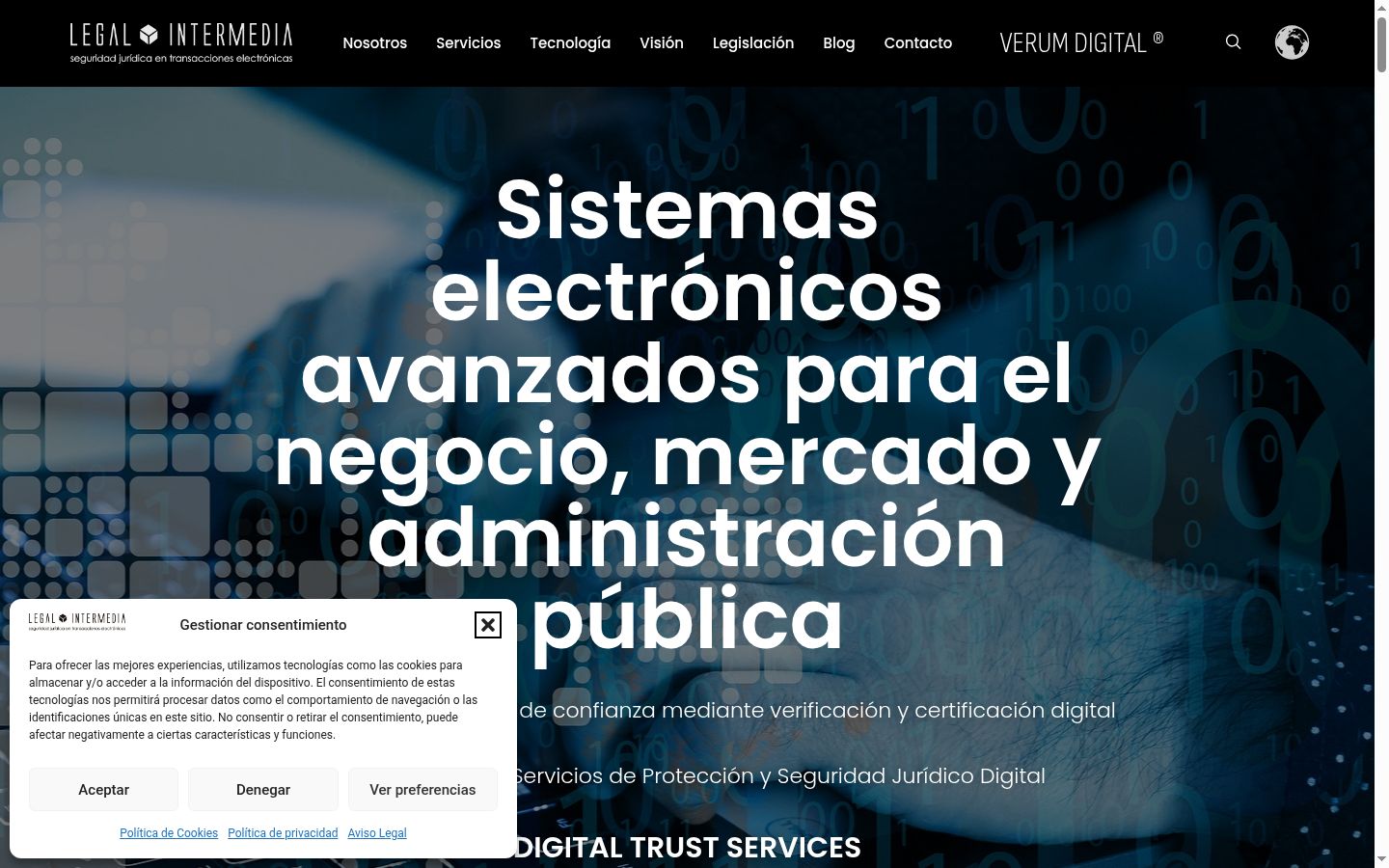 Screenshot del banner di consenso mostrato prima di qualsiasi interazione