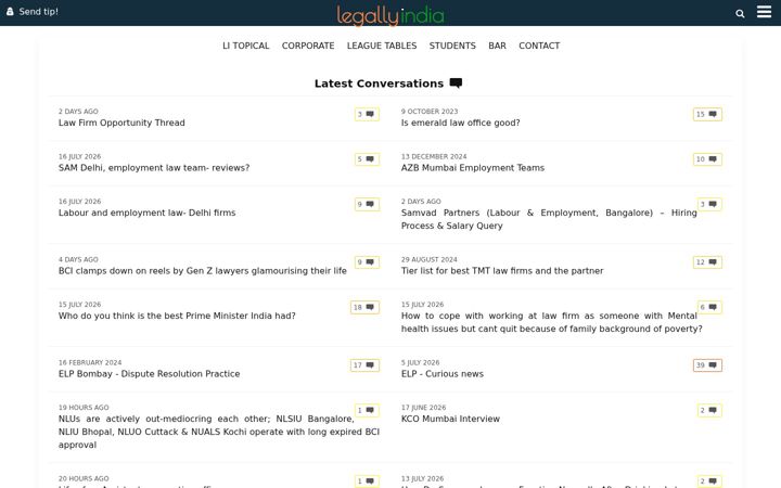 Screenshot of legallyindia.com