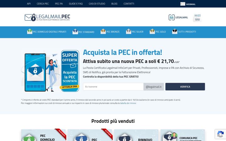 Screenshot of legalmailpec.it