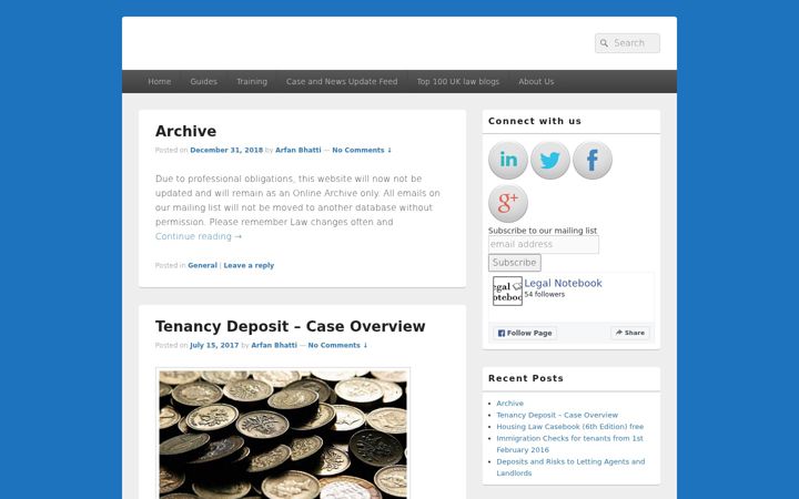 Screenshot of legalnotebook.co.uk