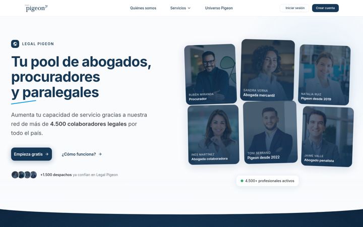 Screenshot of legalpigeon.com