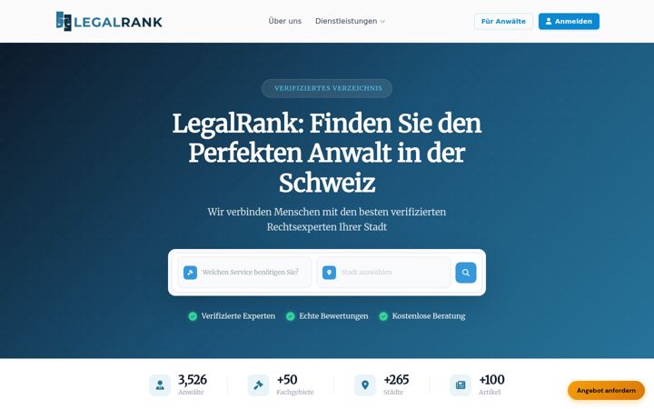 Screenshot of legalrank.ch