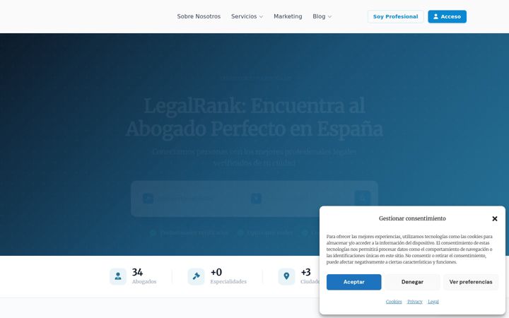 Screenshot of legalrank.es