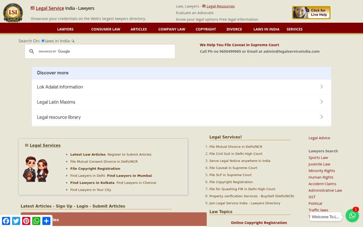 Screenshot of legalserviceindia.com