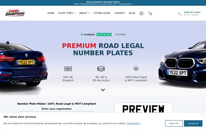 Screenshot of legalshowplates.com