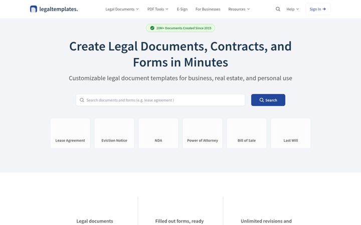 Screenshot of legaltemplates.net