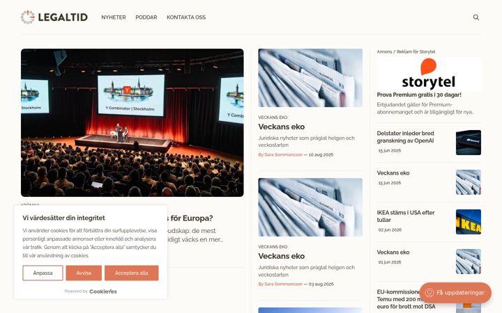 Screenshot of legaltid.se