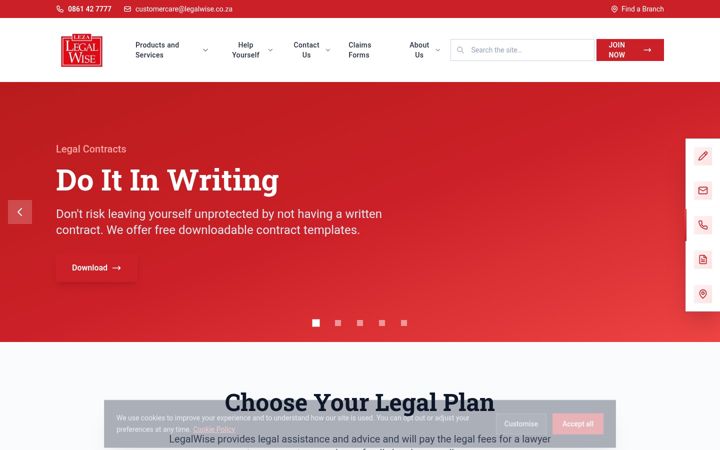 Screenshot of legalwise.co.za