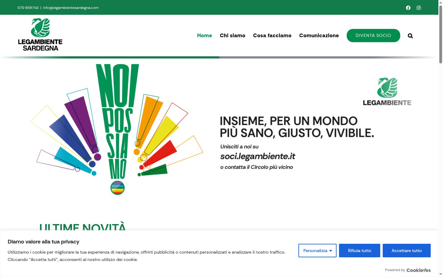 Captura de ecrã do banner de consentimento apresentado antes de qualquer interação