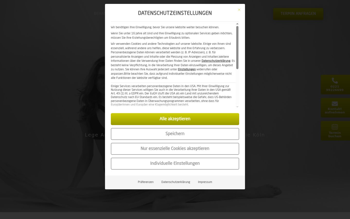 Capture d'écran de la bannière de consentement affichée avant toute interaction