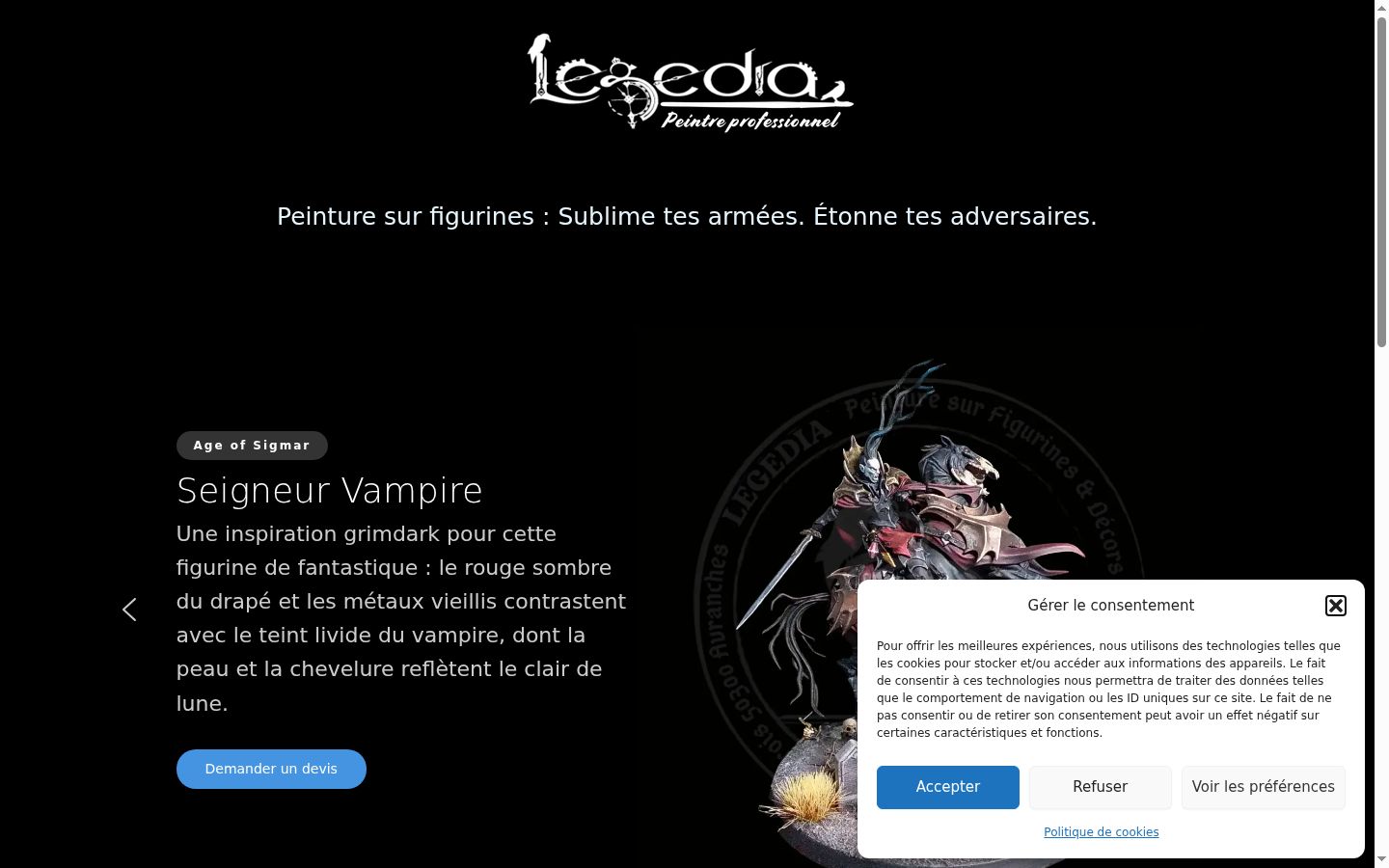 Capture d'écran de la bannière de consentement affichée avant toute interaction