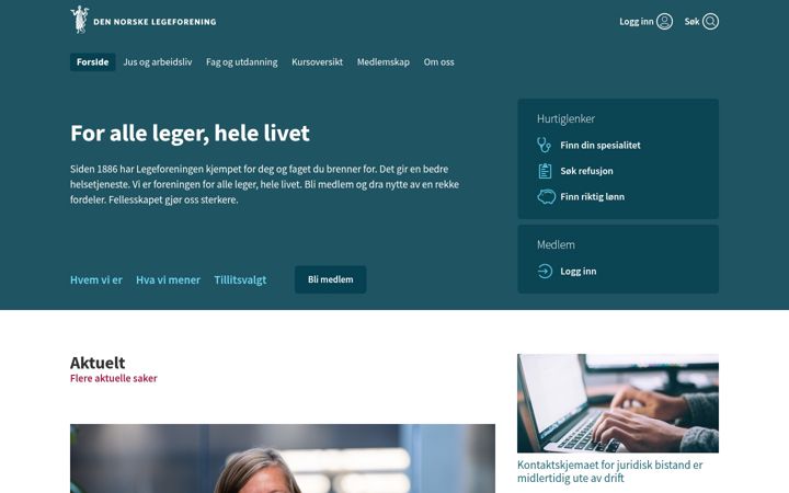Ekrānuzņēmums no legeforeningen.no