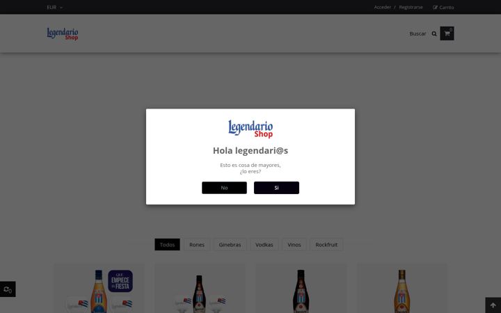 Screenshot of legendarioshop.com