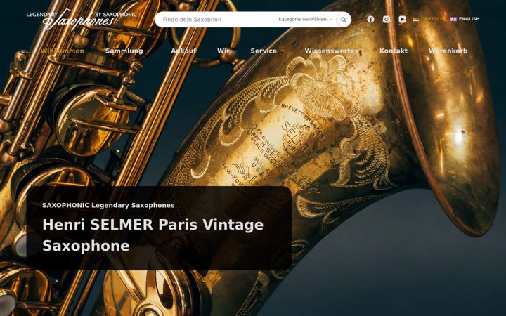 Screenshot of legendary-saxophones.com