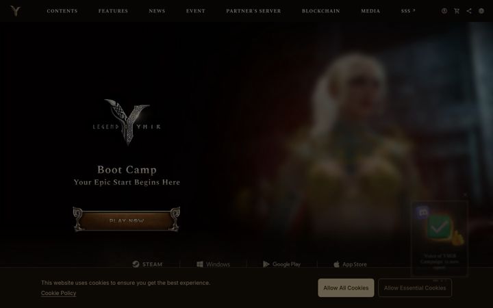 Screenshot of legendofymir.com