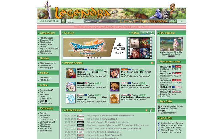 Screenshot of legendra.com