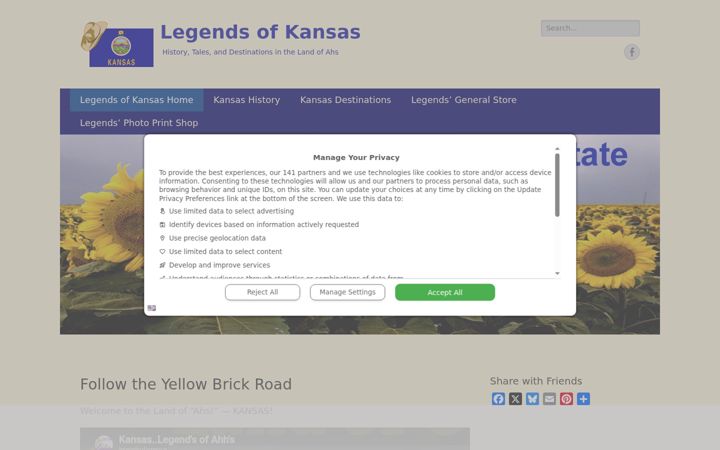 Screenshot of legendsofkansas.com