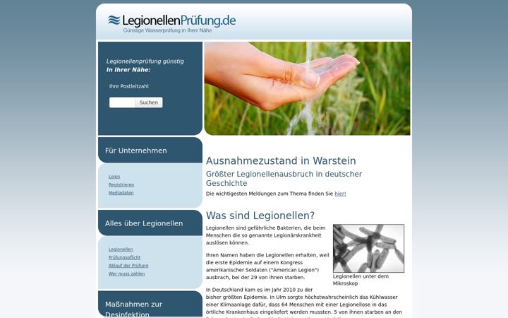 Screenshot of legionellenpruefung.de