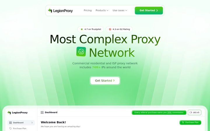 Képernyőkép: legionproxy.io